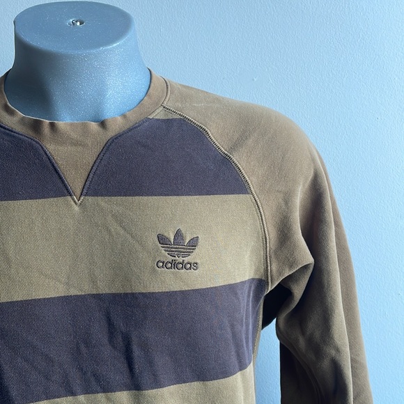 adidas Other - Y2K Adidas Brown Striped Crewneck Sweater Size Large